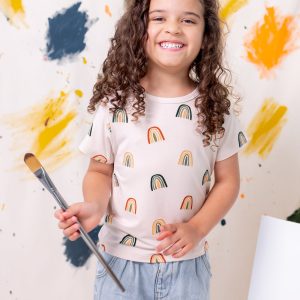 Toddler Basic Tee in Retro Rainbow