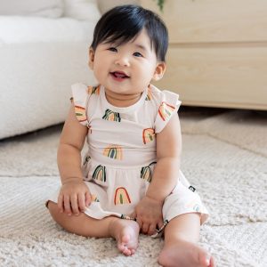 Twirl Bodysuit Dress in Retro Rainbow