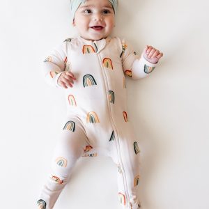 Zippered Footie in Retro Rainbow