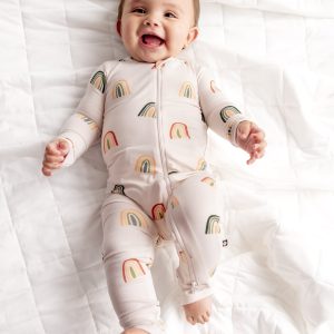 Zippered Romper in Retro Rainbow