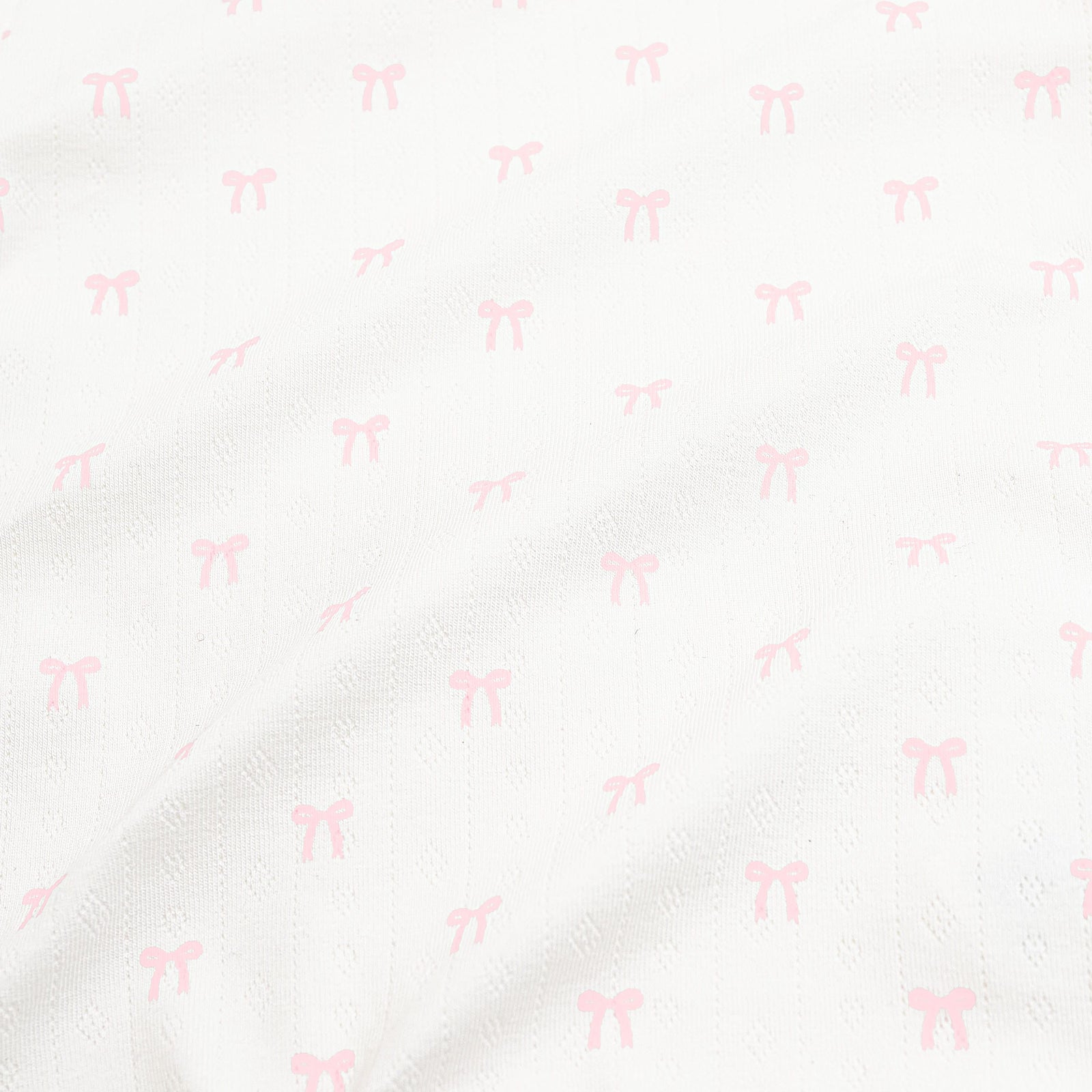 Pointelle Short Sleeve Set in Sweet Pink Bow - Image 2