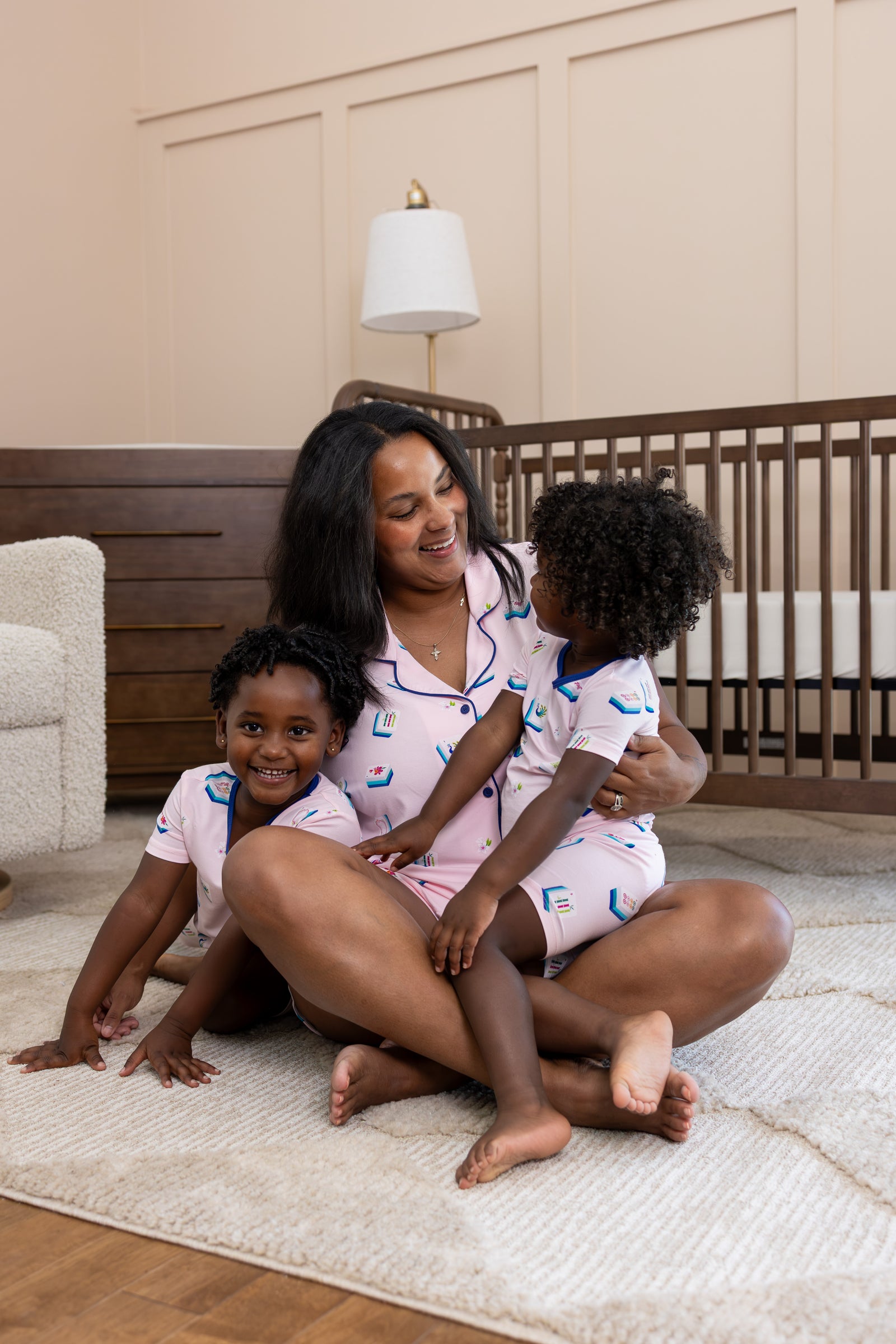 Women's Short Sleeve Pajama Set in Sakura Mahjong - Image 2