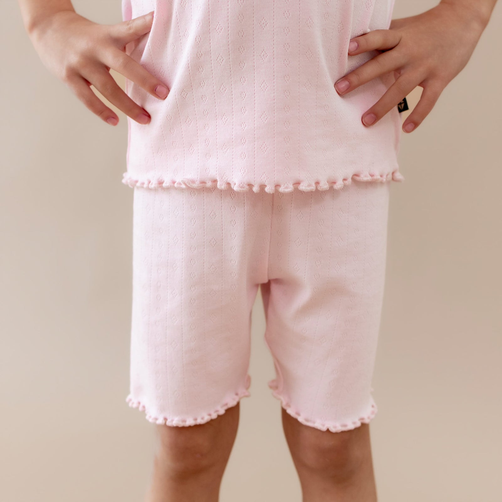 Pointelle Short Sleeve Set in Sakura - Image 3