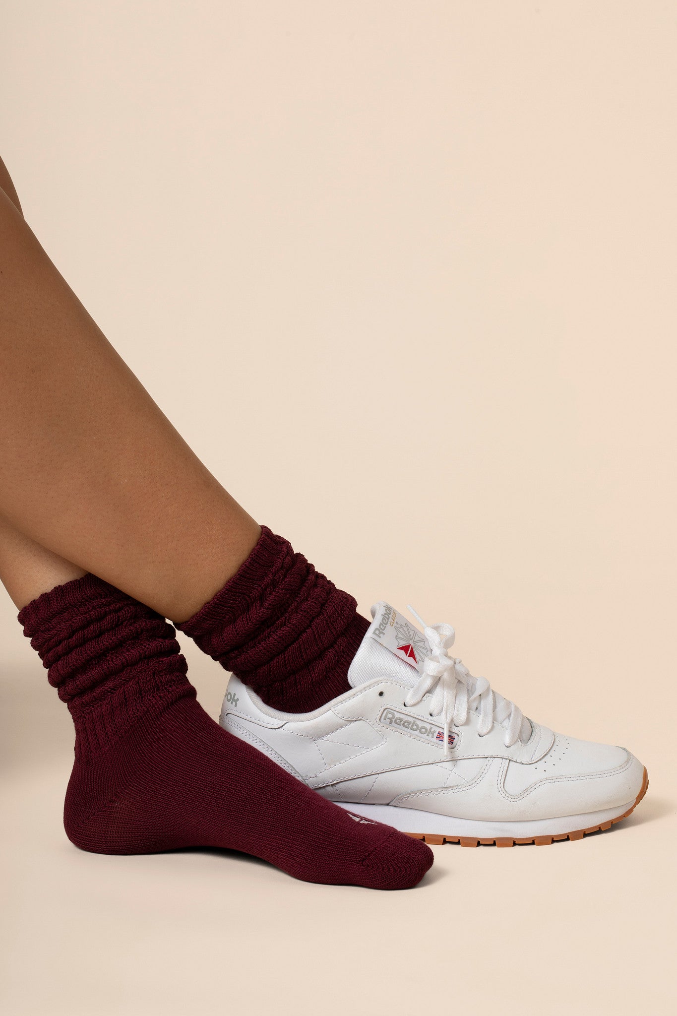 Adult Scrunch Socks in Burgundy - Image 3