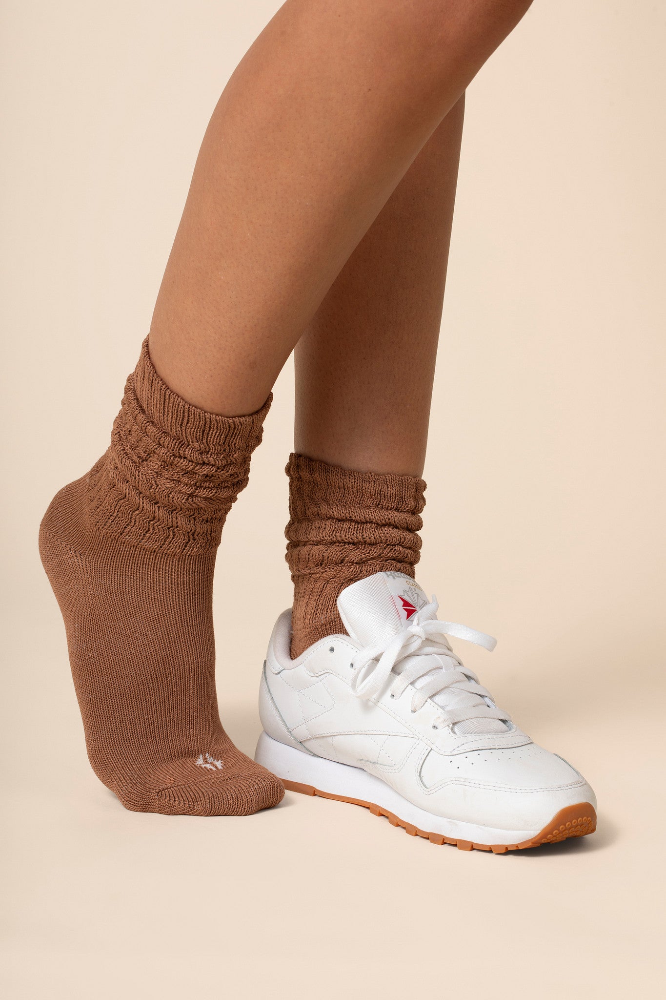 Adult Scrunch Socks in Latte - Image 2