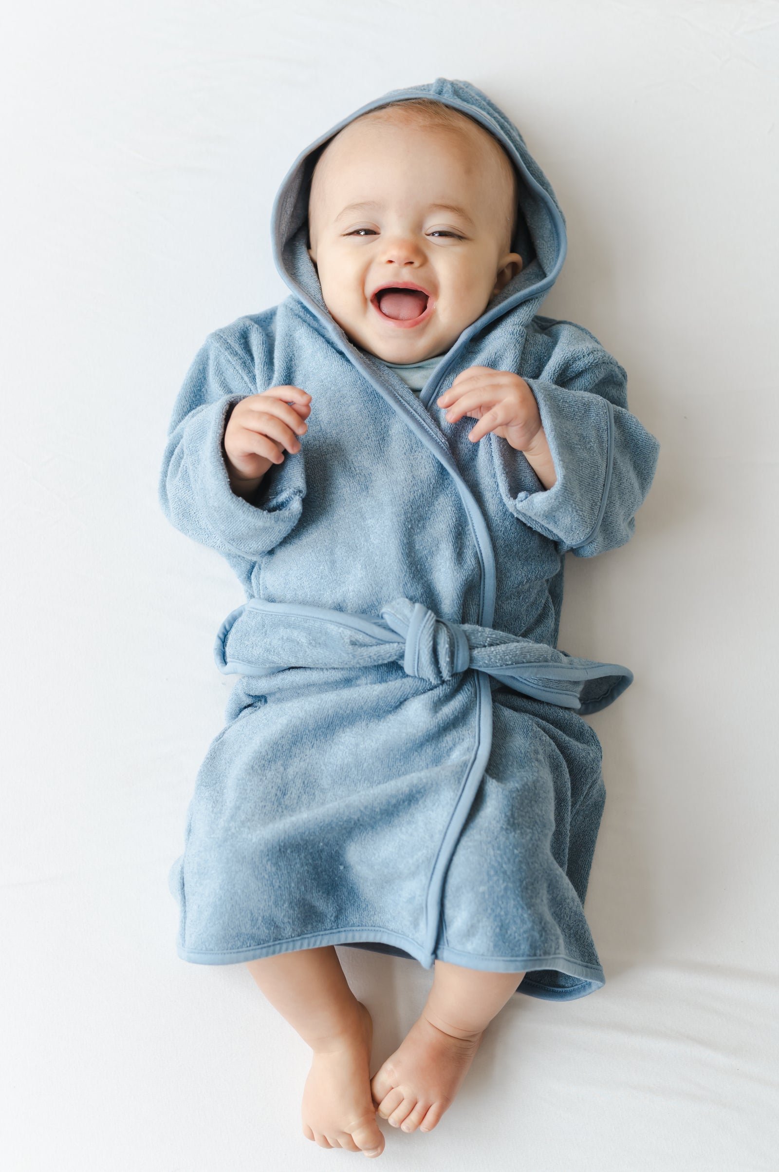 Hooded Bath Robe in Slate - Image 3