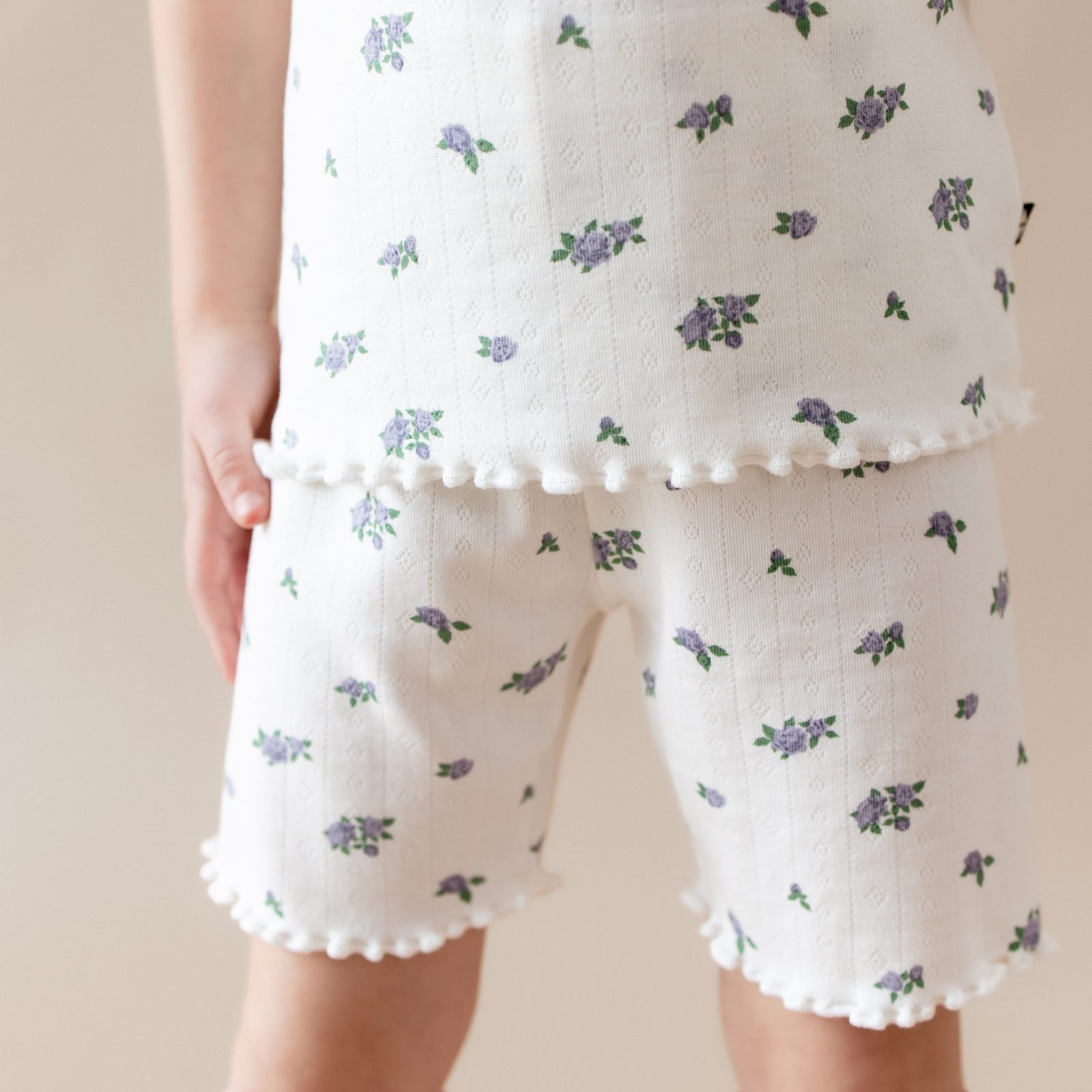 Pointelle Short Sleeve Set in Spray Rose - Image 3