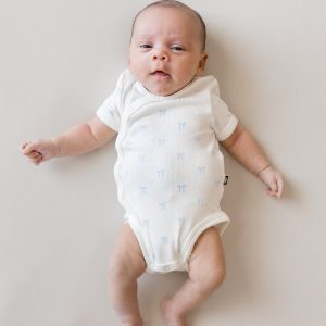 Pointelle Kimono Bodysuit in Sweet Blue Bow
