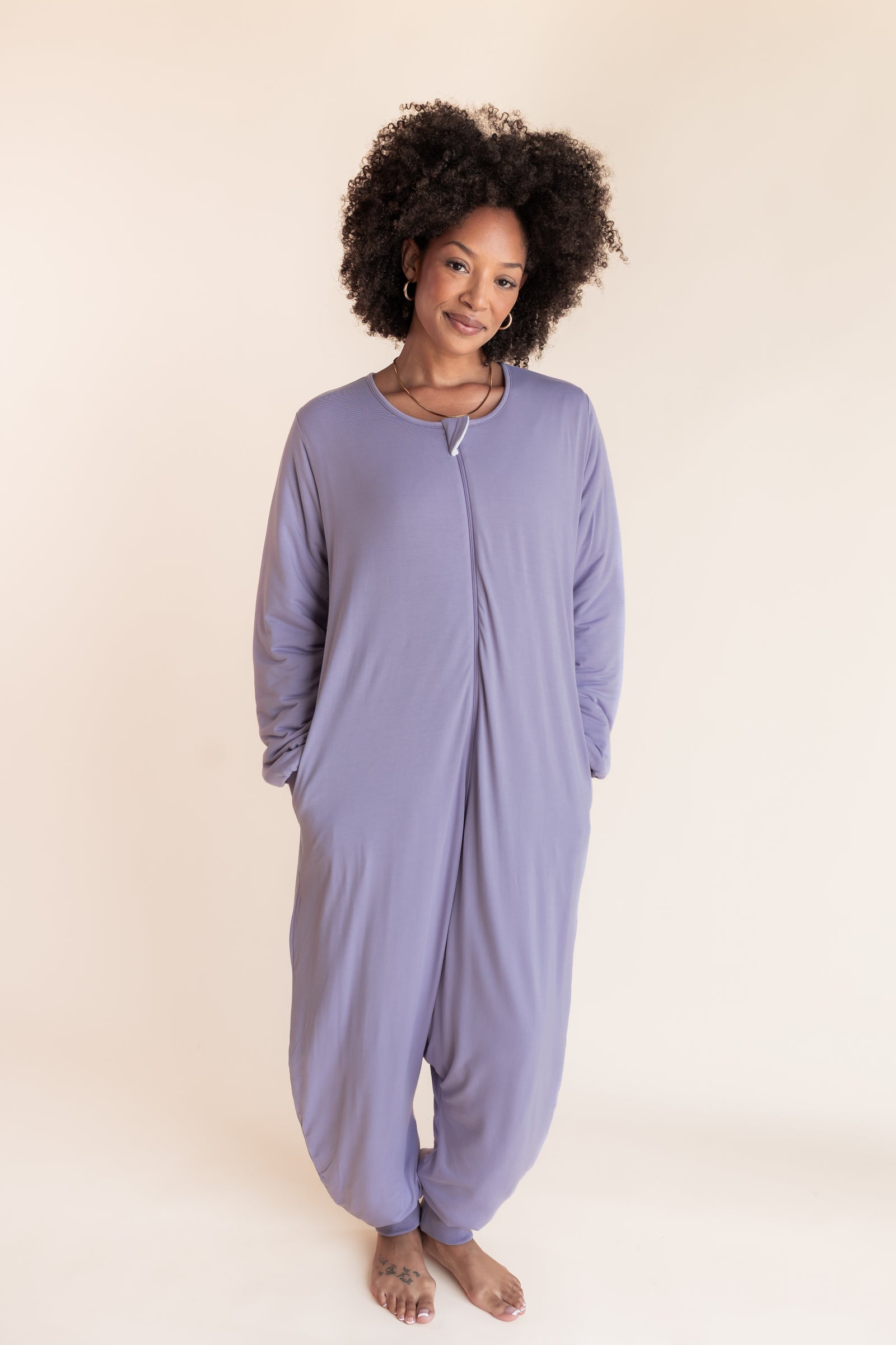 Long Sleeve Adult Sleep Bag Walker in Taro - Image 4