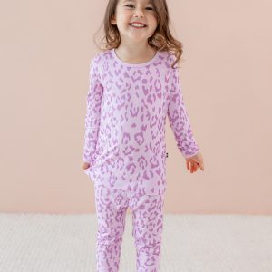Long Sleeve Pajamas in Thistle Leopard