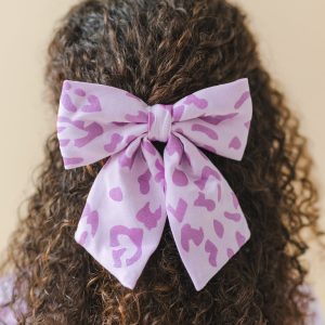 Large Alligator Clip Bow in Thistle Leopard