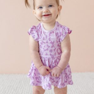 Twirl Bodysuit Dress in Thistle Leopard