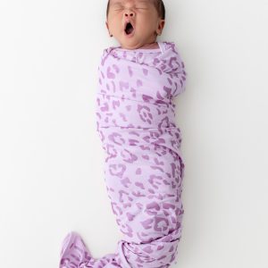 Swaddle Blanket in Thistle Leopard