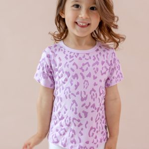 Toddler Basic Tee in Thistle Leopard