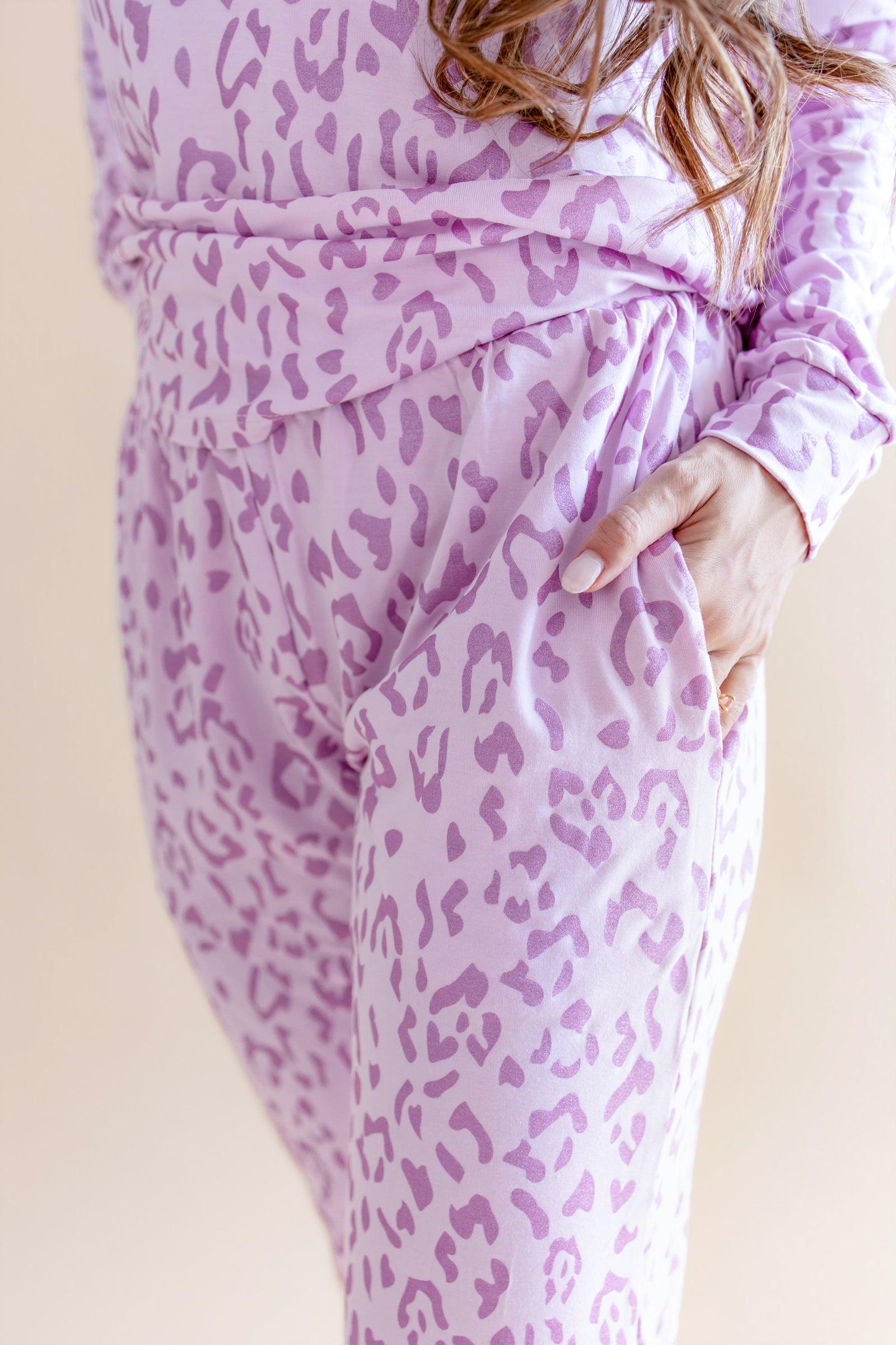 Women's Jogger Pajama Set in Thistle Leopard - Image 3