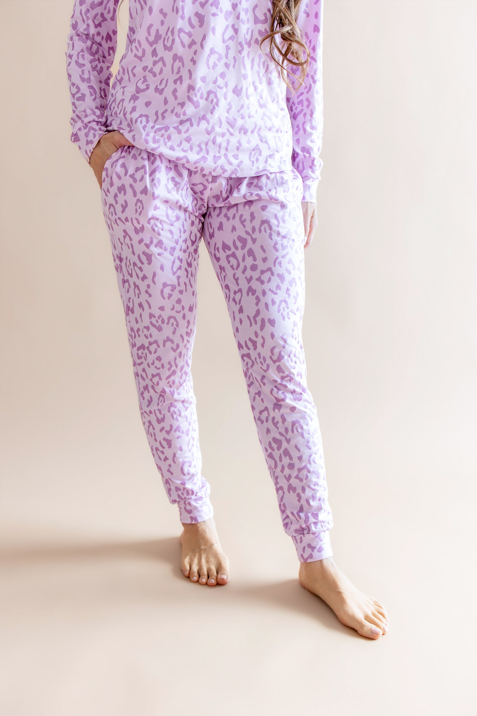 Women's Jogger Pajama Set in Thistle Leopard - Image 4