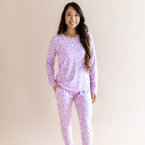Women's Jogger Pajama Set in Thistle Leopard