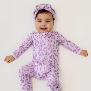 Zippered Romper in Thistle Leopard