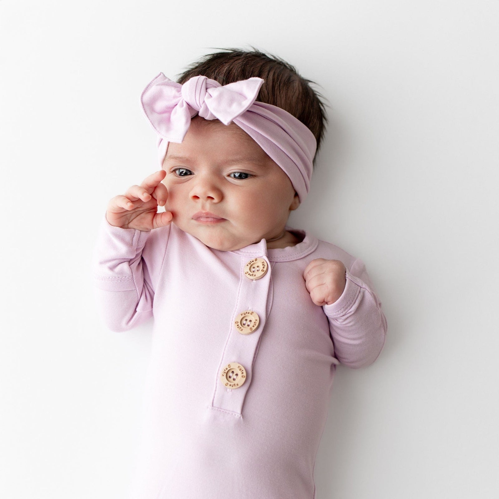 Knotted Day Gown with Bow Set in Thistle - Image 3