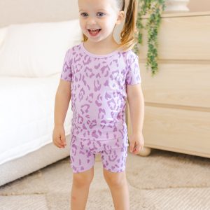 Short Sleeve Pajamas in Thistle Leopard