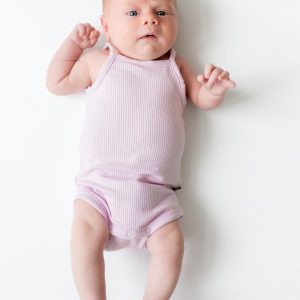 Ribbed Spaghetti Strap Bodysuit in Thistle