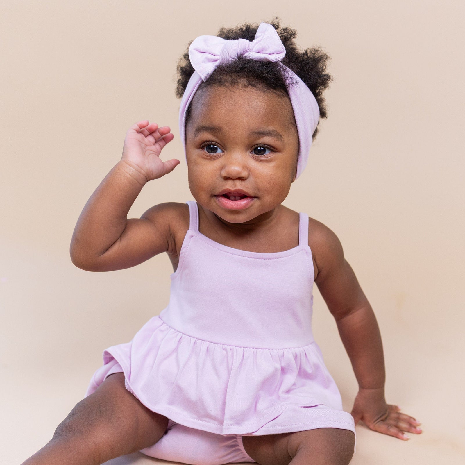Spaghetti Strap Ruffle Romper in Thistle - Image 3