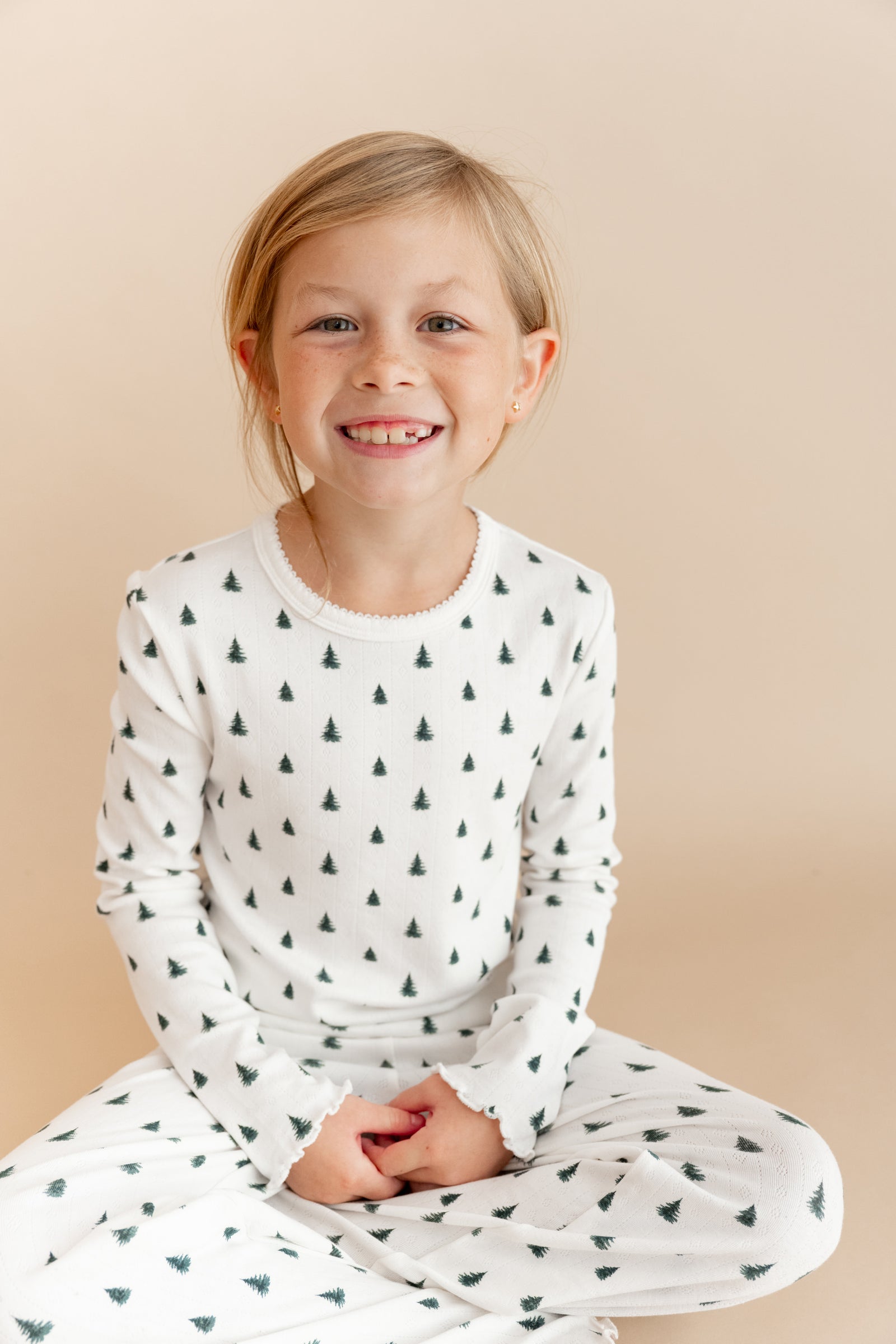 Pointelle Long Sleeve Set in Christmas Trees - Image 3