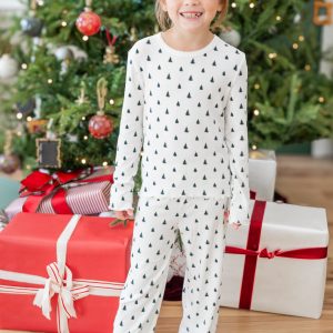 Pointelle Long Sleeve Set in Christmas Trees