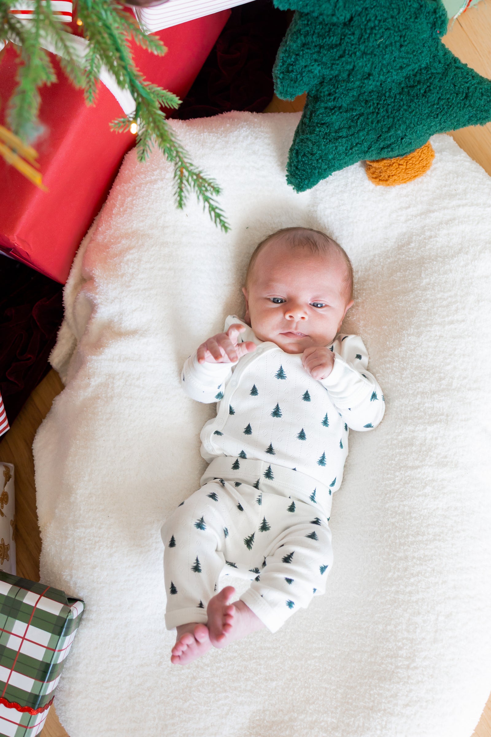 Pointelle Kimono Set in Christmas Trees - Image 3