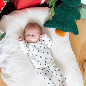 Pointelle Kimono Set in Christmas Trees