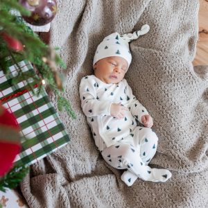 Pointelle Take Me Home Set with Cap Christmas Trees
