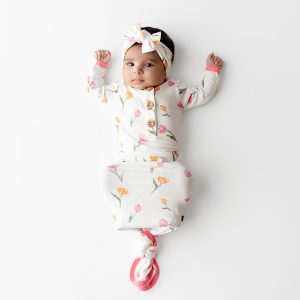 Knotted Day Gown with Bow Set Set in Tulip
