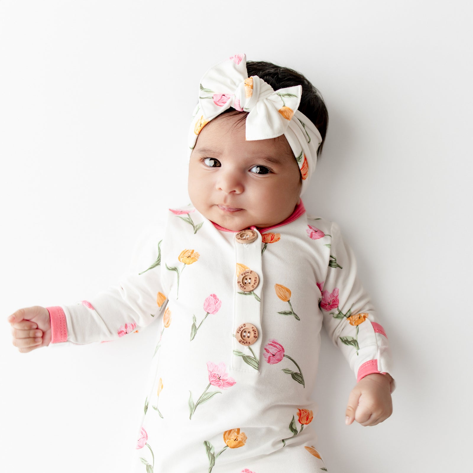 Knotted Day Gown with Bow Set Set in Tulip - Image 3