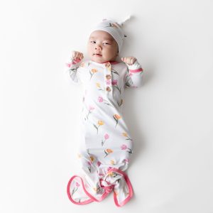 Knotted Day Gown with Hat Set in Tulip