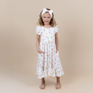 Puff Sleeve Twirl Dress in Tulip
