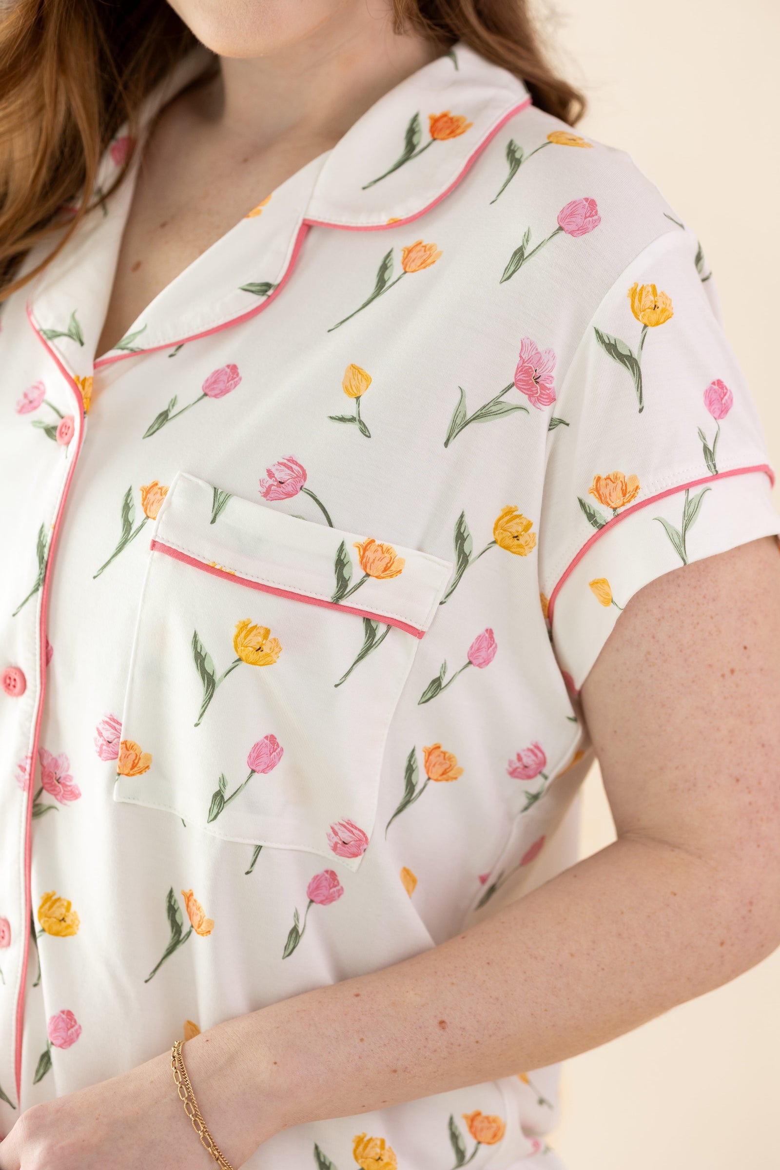 Women's Short Sleeve Pajama Set in Tulip - Image 2