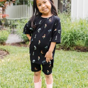 Toddler Biker Short Set in Midnight Wildflower
