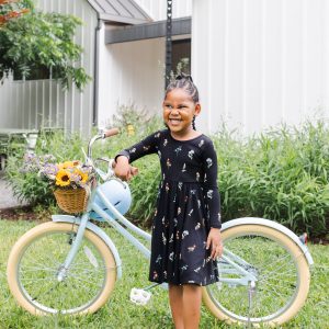Long Sleeve Twirl Dress in Midnight Wildflower