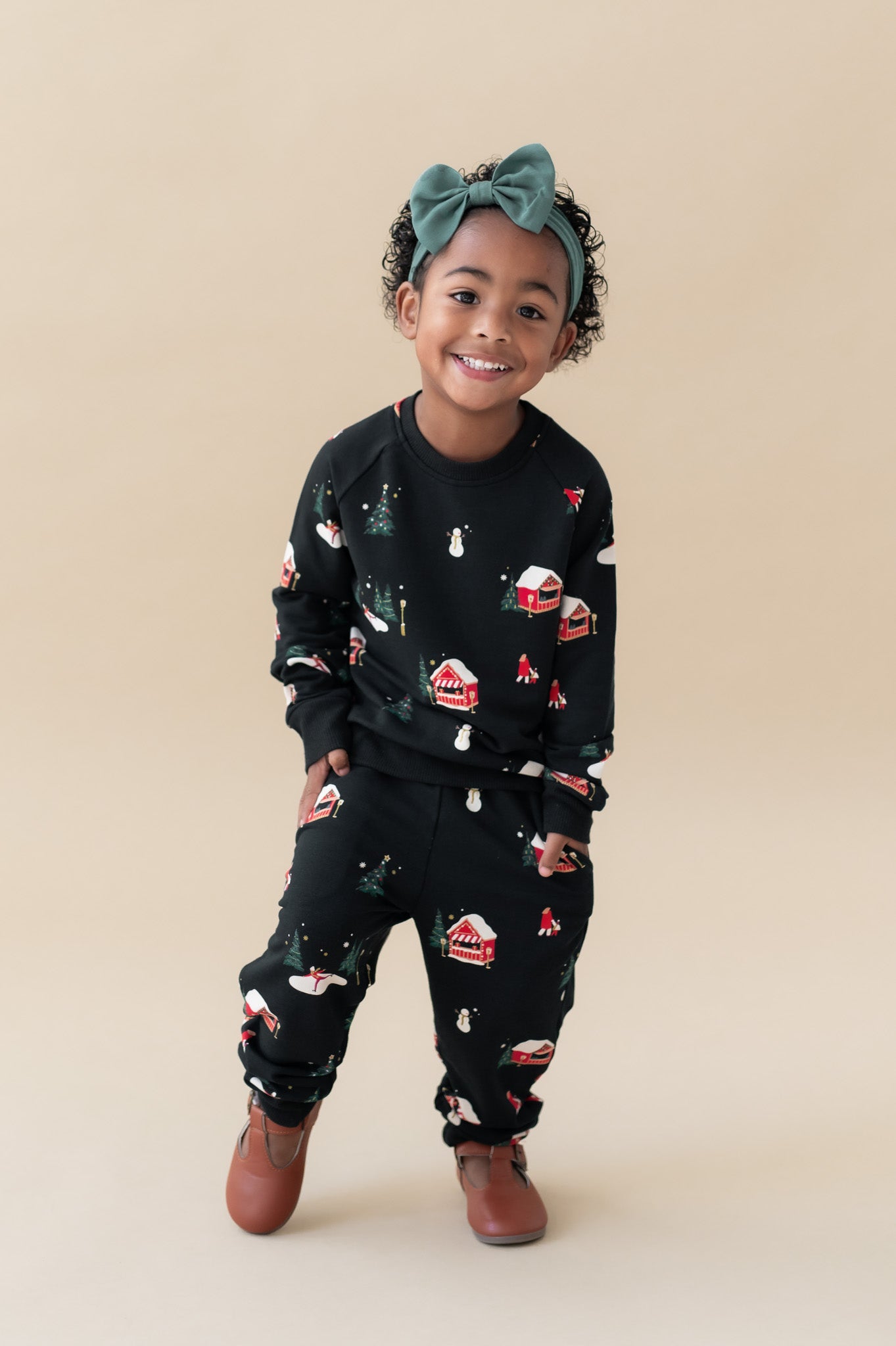 Long Sleeve Jogger Set in Winter Wonderland - Image 3