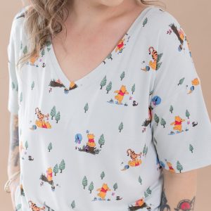 Women's Oversized V-Neck Tee in Winnie the Pooh Hundred Acre Wood