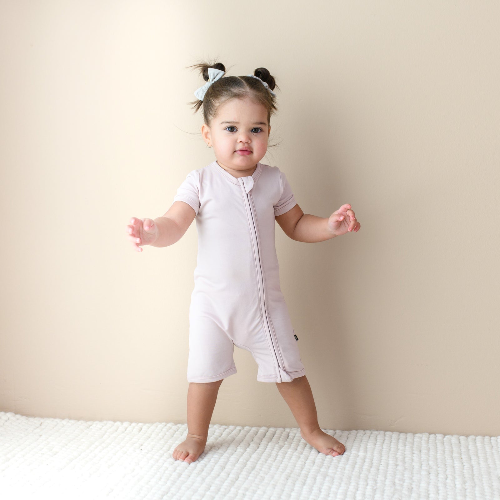 Zippered Shortall Romper in Blush - Image 3