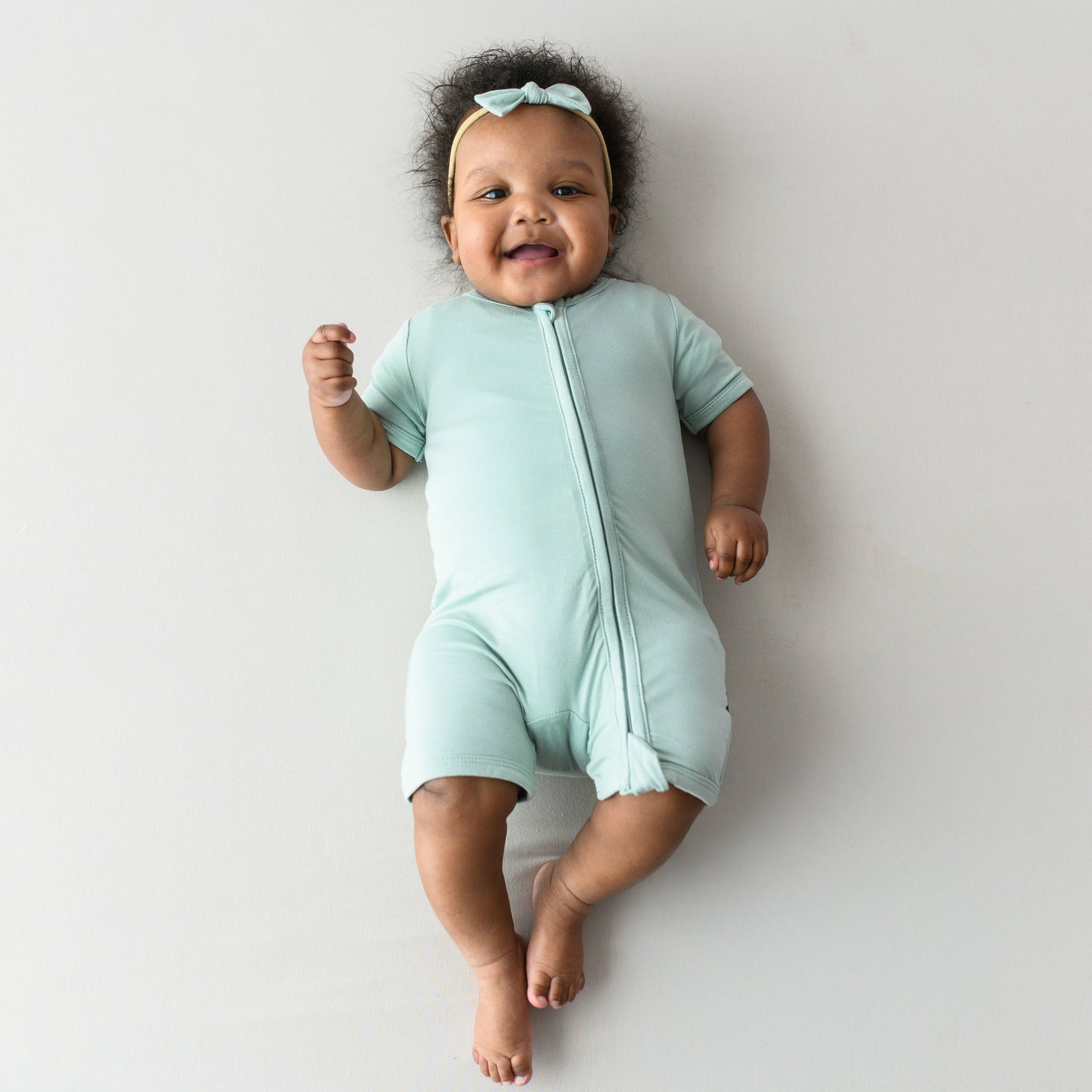 Zippered Shortall Romper in Sage - Image 3