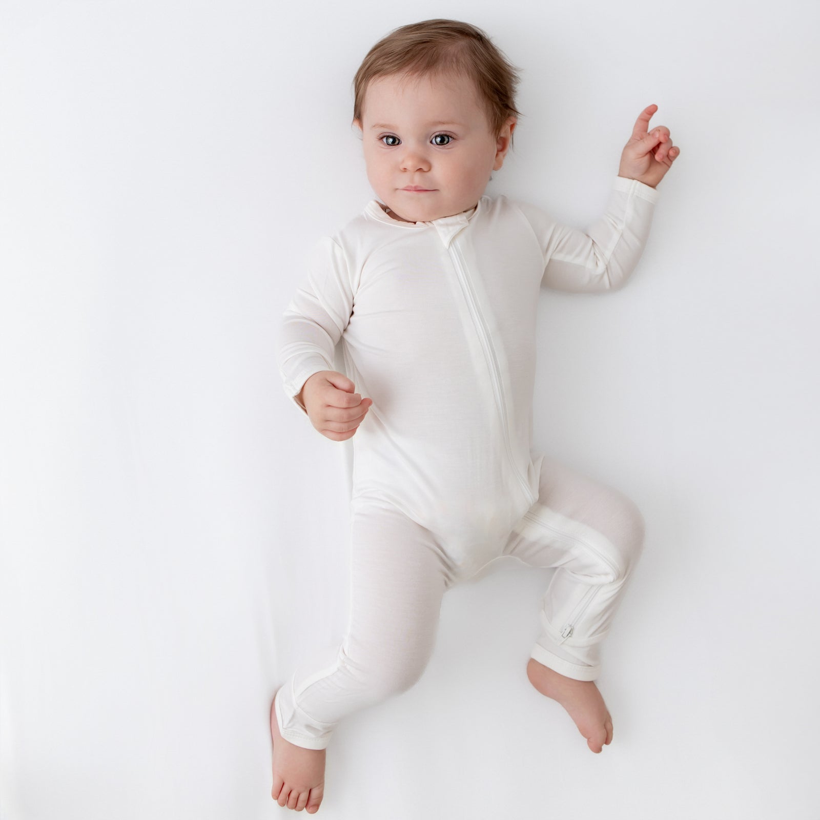 Zippered Romper in Cloud - Image 3