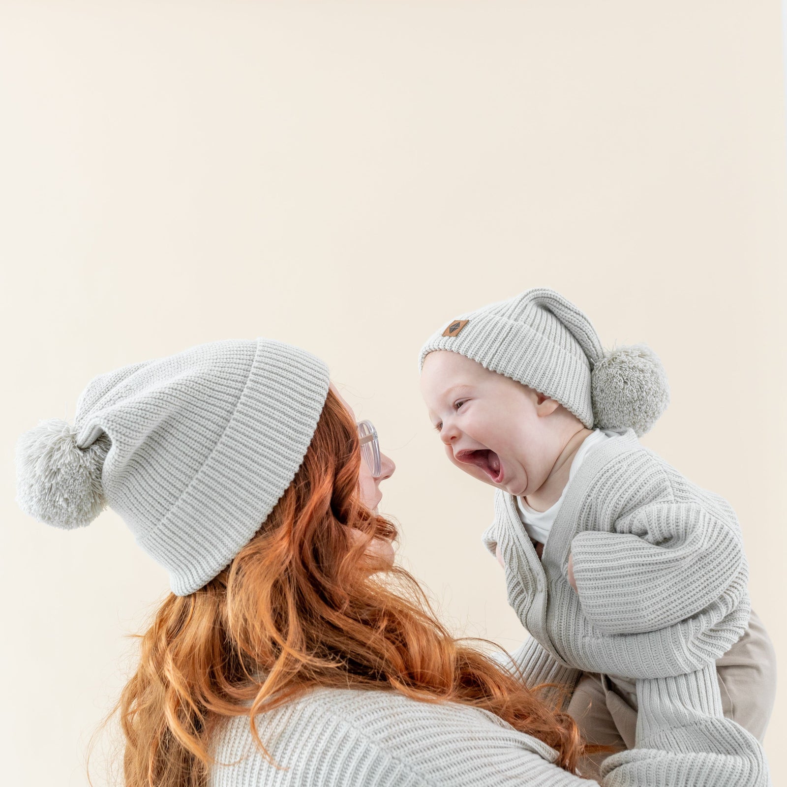 Chunky Knit Pom Beanie in Oat - Image 3