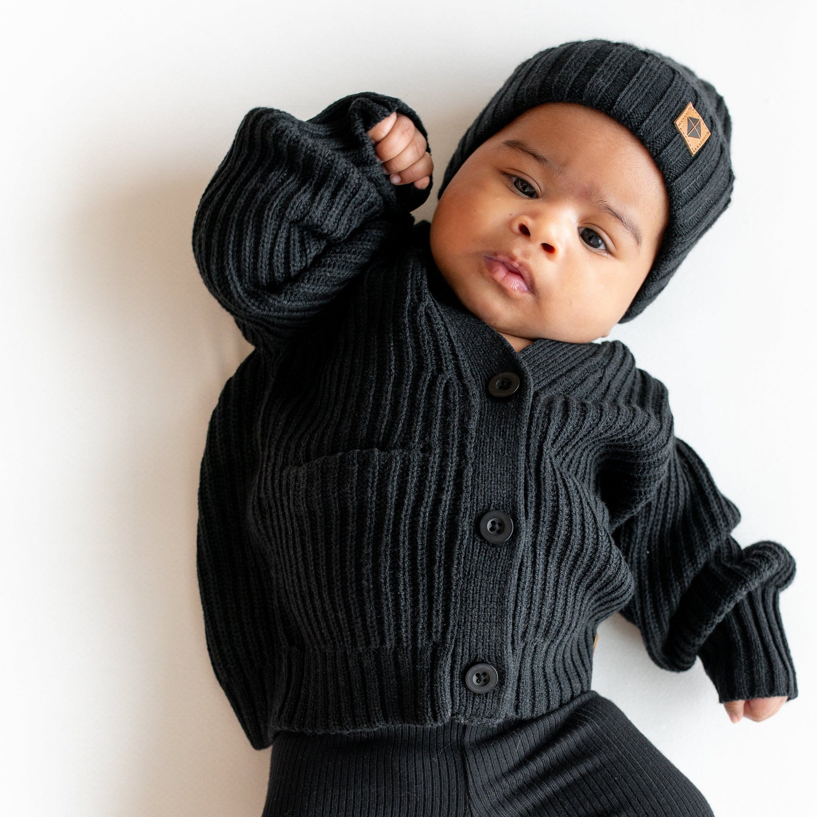 Chunky Knit Ribbed Beanie in Midnight - Image 2