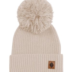Chunky Knit Pom Beanie in Almond