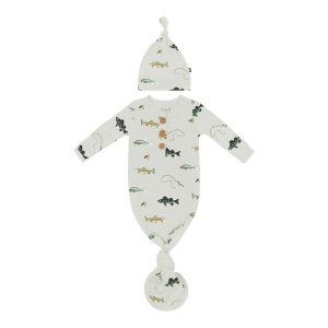 Knotted Day Gown with Hat Set Set in Fishing
