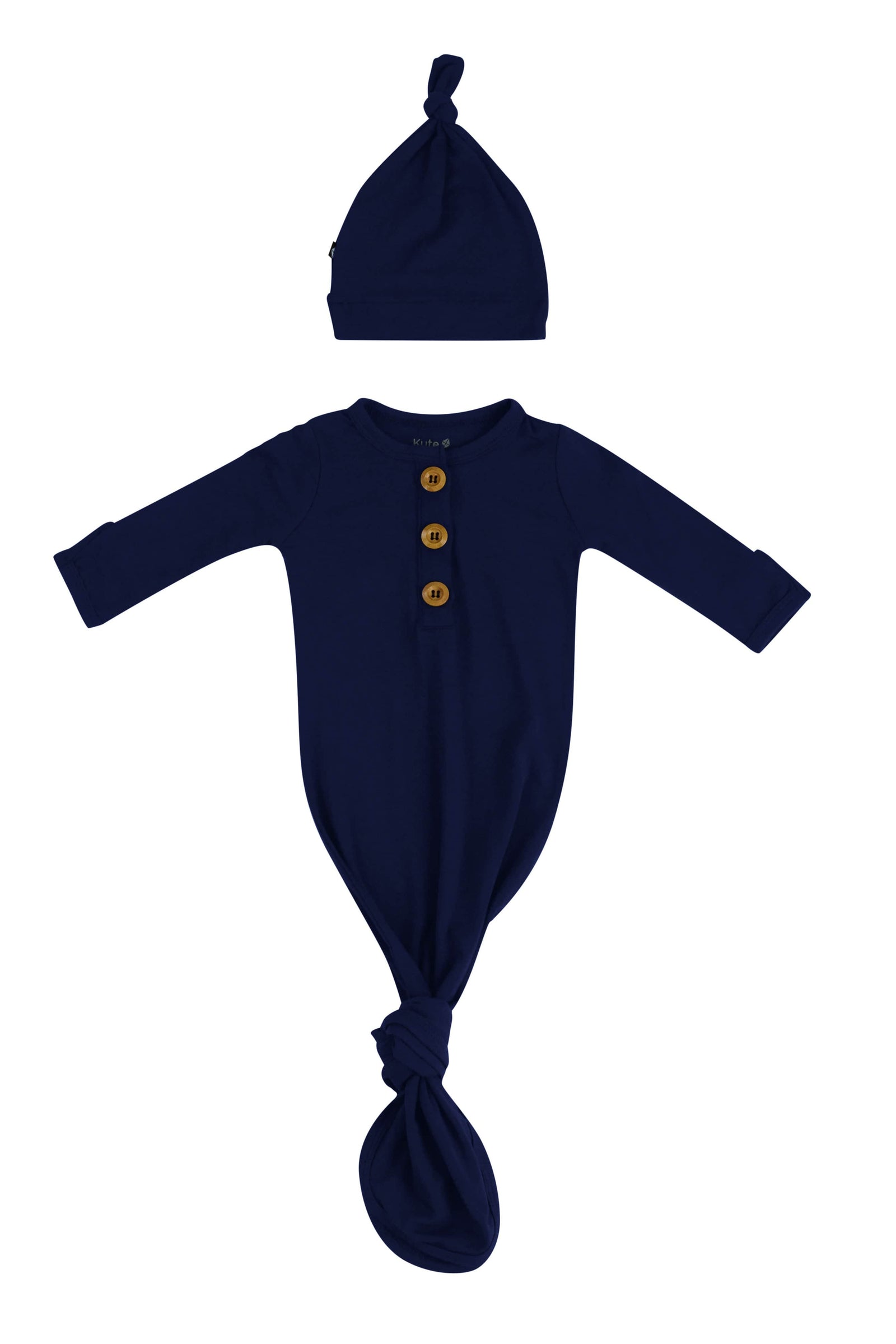 Knotted Day Gown with Hat Set in Navy - Image 2