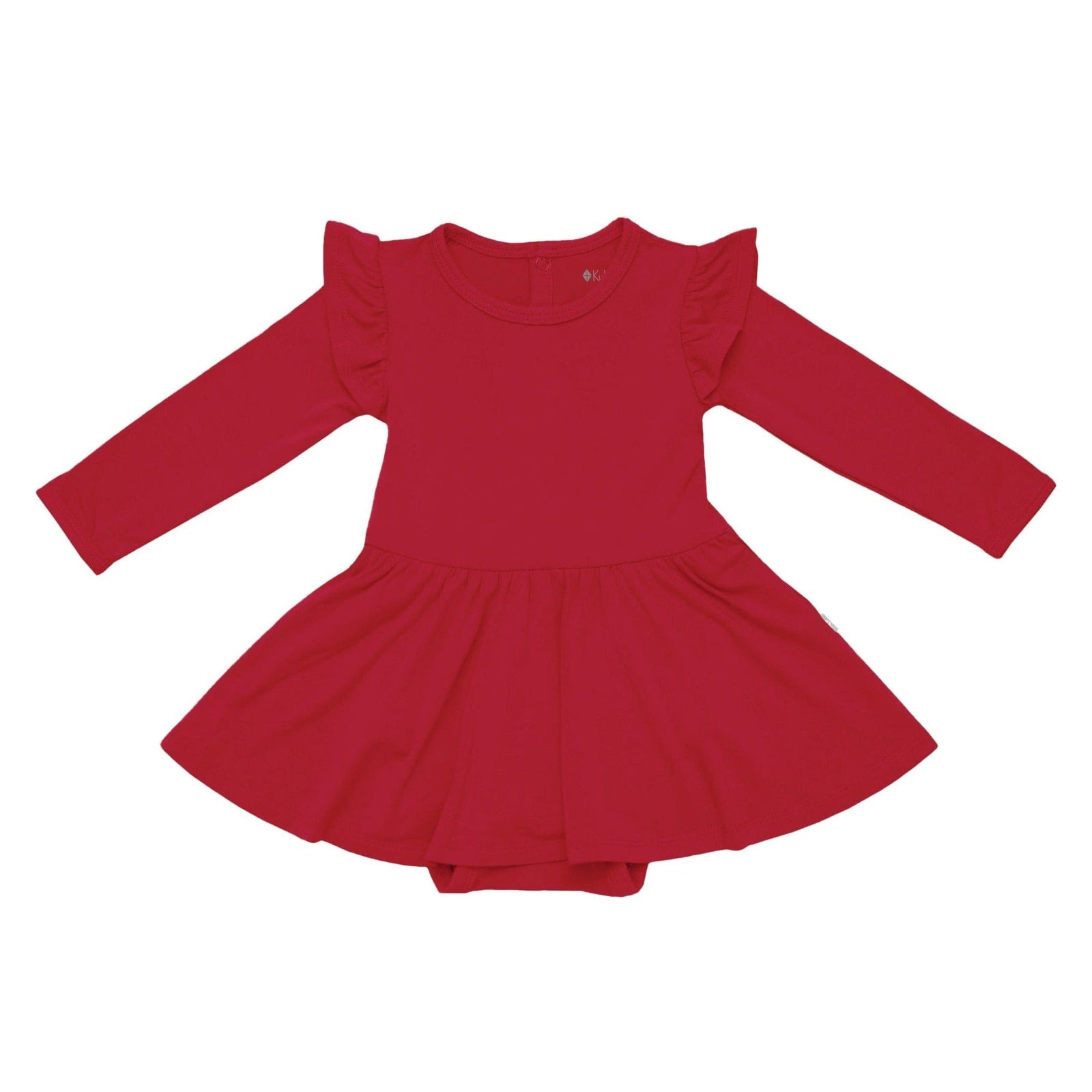 Long Sleeve Twirl Bodysuit Dress in Cardinal - Image 2