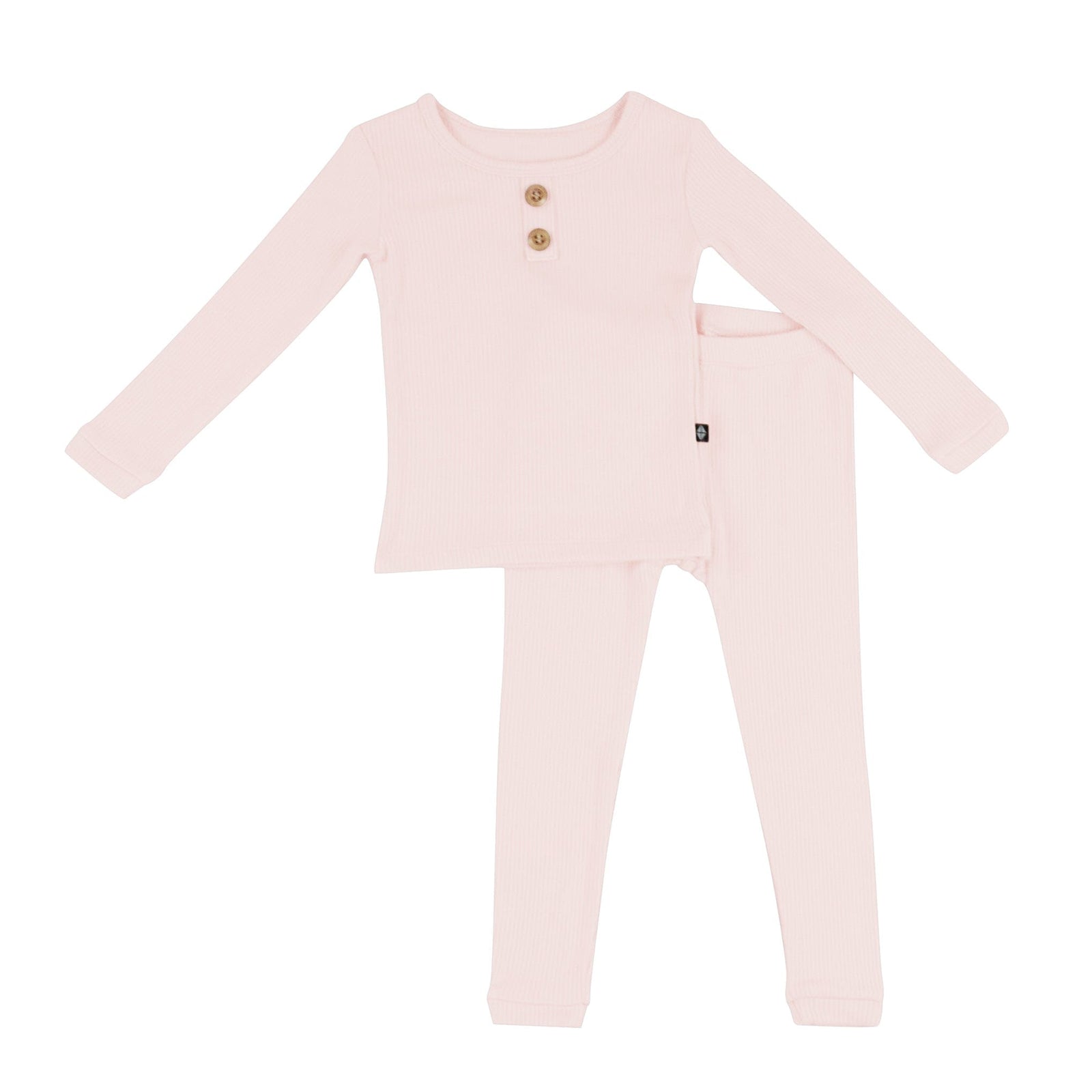 Ribbed Henley Set in Blush - Image 2